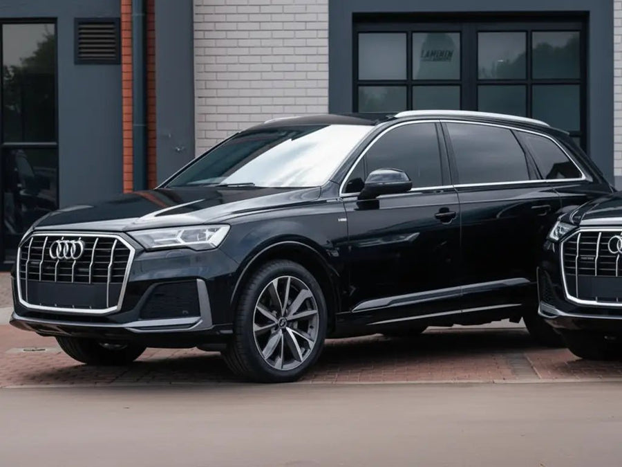 Audi Q7 wrapped in Hexis Gloss HX20000 Mystery Black automotive vinyl film HX20NMYB