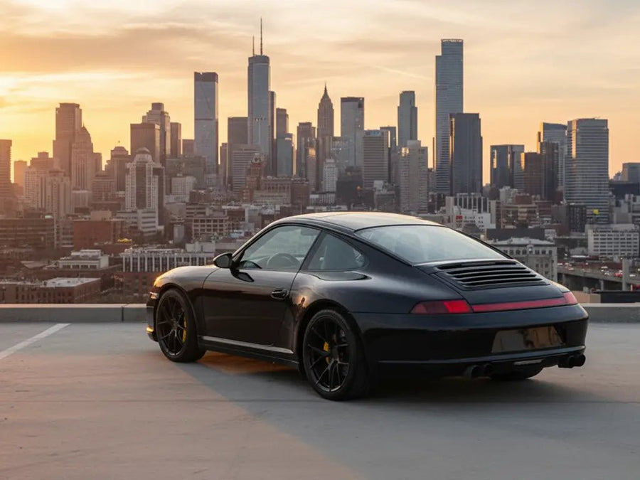 Porsche 911 wrapped in Gloss HX20000 Mystery Black restyling film HX20NMYB