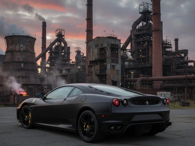 Ferrari F430 wrapped in Hexis Matte HX20000 Deep Black car wrap film HX20NPRM