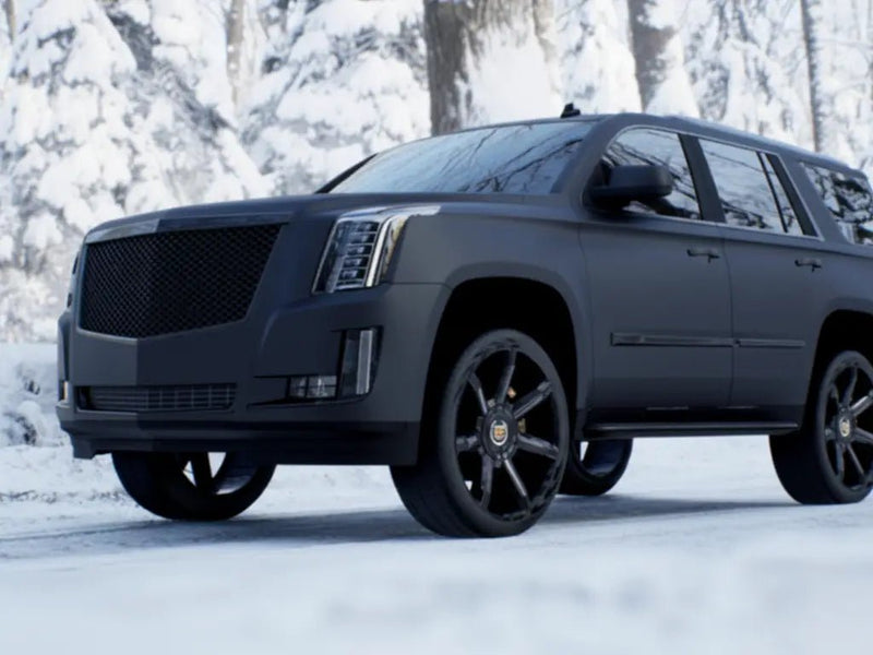Cadillac Escalade wrapped in Satin HX20000 Deep Black vinyl wrap HX20NPRS