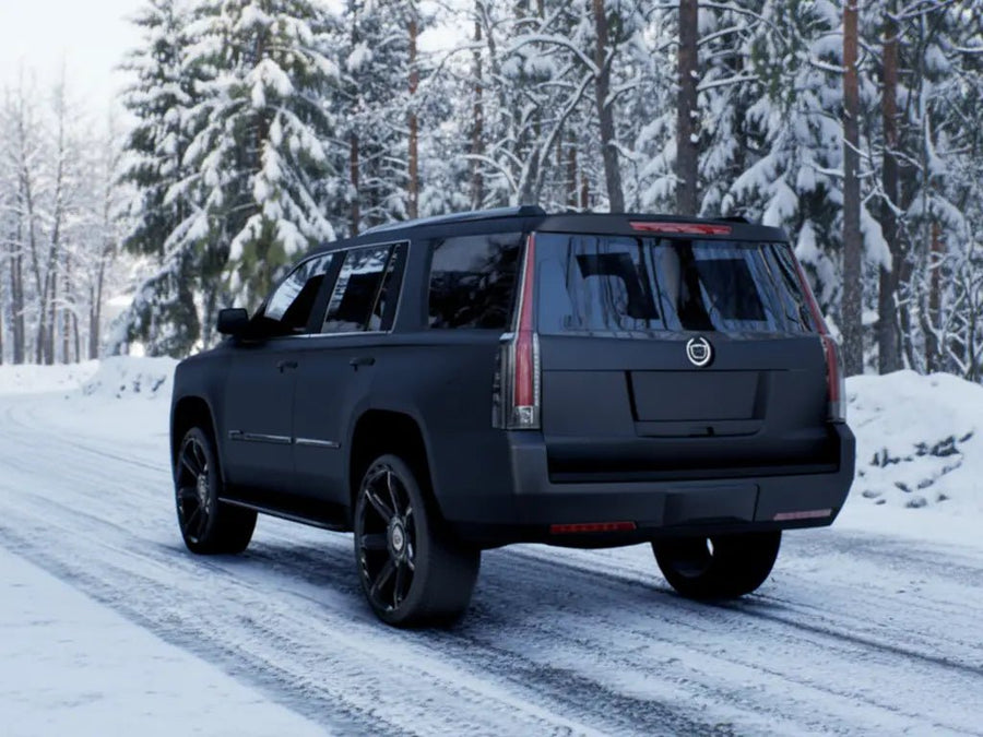 Cadillac Escalade wrapped in Satin HX20000 Deep Black restyling film HX20NPRS