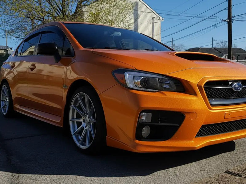 DIY Subaru WRX wrapped in Gloss HX20000 Aurora Orange car wrap film HX20OAUB