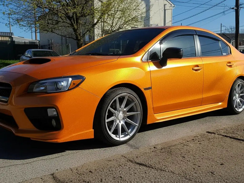Subaru WRX wrapped in Gloss HX20000 Aurora Orange vinyl wrap HX20OAUB