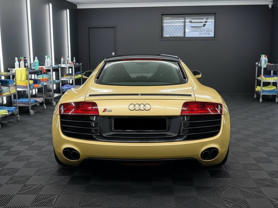 DIY Audi R8 wrapped in Gloss HX20000 Zeus Gold restyling film HX20P001 detail