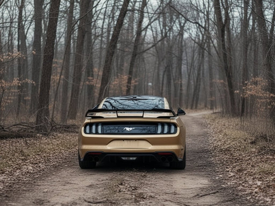 Ford Mustang wrapped in Hexis Gloss HX20000 Zeus Gold wrap film HX20P001