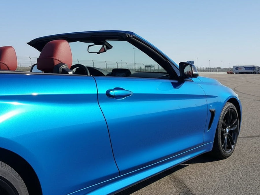 BMW 4 Series Convertible wrapped in Gloss HX20000 Apollo Blue automotive vinyl film HX20P004
