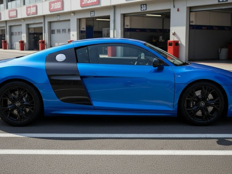 DIY Audi R8 wrapped in Gloss HX20000 Apollo Blue automotive vinyl film HX20P004