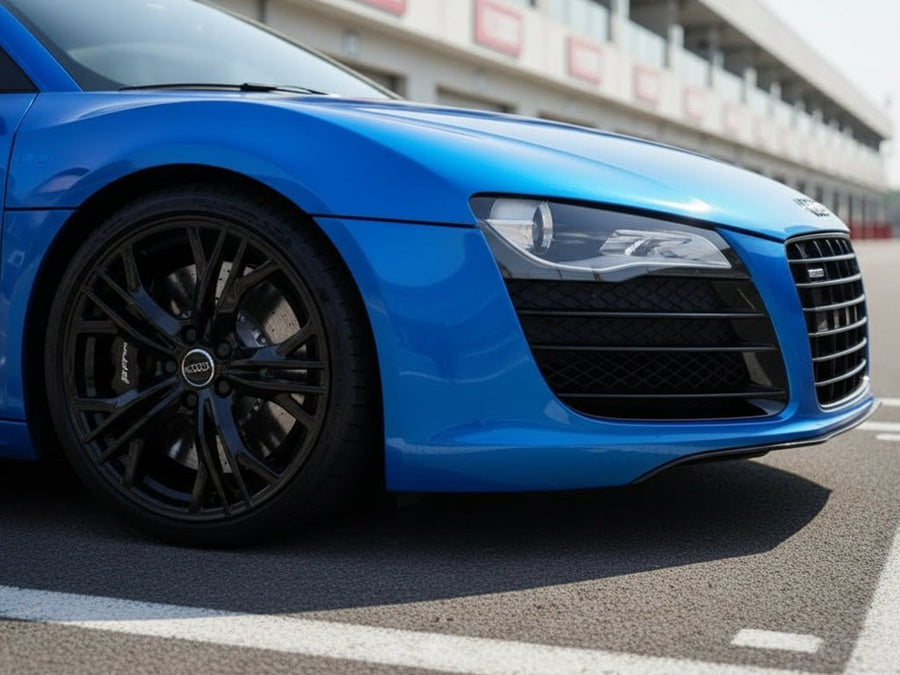Audi R8 wrapped in Gloss HX20000 Apollo Blue car wrap film HX20P004