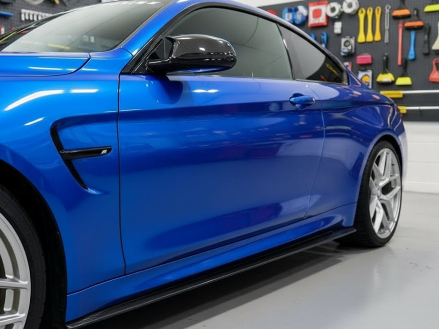 BMW M4 wrapped in Hexis Gloss HX20000 Apollo Blue automotive vinyl film HX20P004