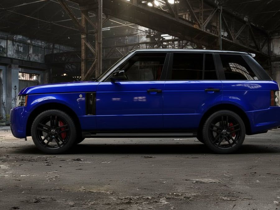DIY Land Rover Range Rover wrapped in Gloss HX20000 Triton Blue automotive vinyl film HX20P005