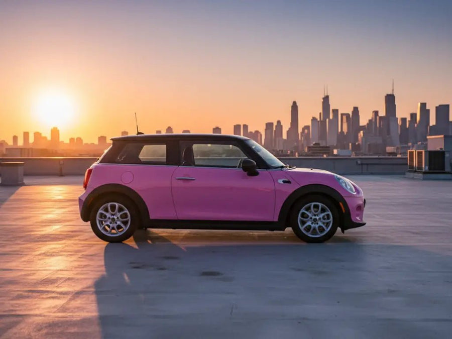 MINI Cooper wrapped in Gloss HX20000 Candy Pink automotive vinyl film HX20PCAB