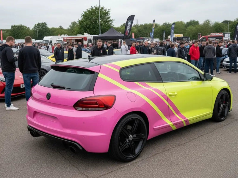 DIY Volkswagen Scirocco wrapped in Gloss HX20000 Candy Pink wrap film HX20PCAB