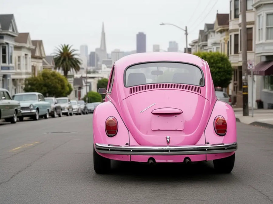 Volkswagen Beetle wrapped in Gloss HX20000 Candy Pink car wrap film HX20PCAB detail