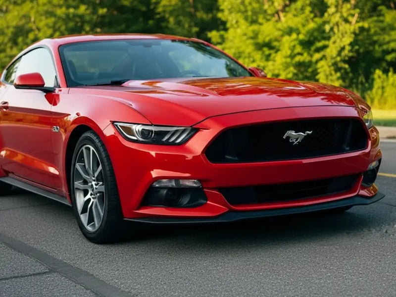 Ford Mustang wrapped in Hexis Gloss HX20000 Race Red vinyl wrap HX20R05B