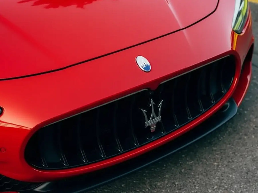Maserati GranTurismo wrapped in Hexis Gloss HX20000 Race Red automotive vinyl film HX20R05B