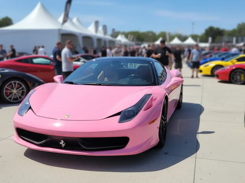 DIY Ferrari 458 Italia wrapped in Gloss HX20000 Lady Pink wrap film HX20R11B