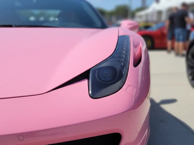 Ferrari 458 wrapped in Gloss HX20000 Lady Pink wrap film HX20R11B