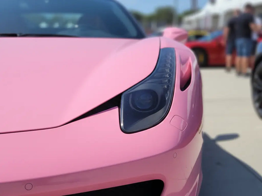 Ferrari 458 wrapped in Gloss HX20000 Lady Pink wrap film HX20R11B
