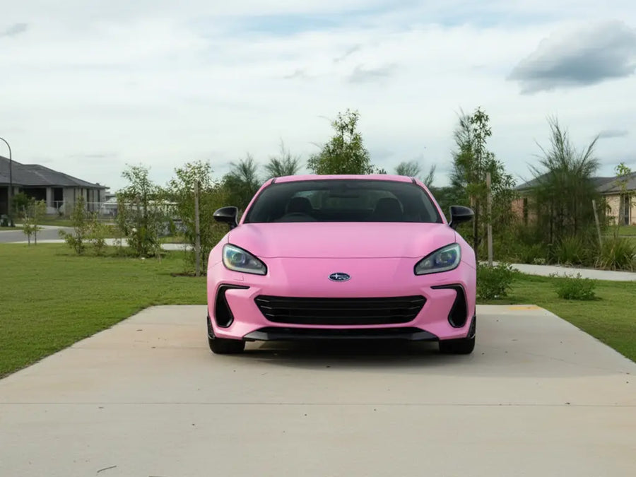Subaru BRZ wrapped in Hexis Satin HX20000 Lady Pink vinyl wrap HX20R11S