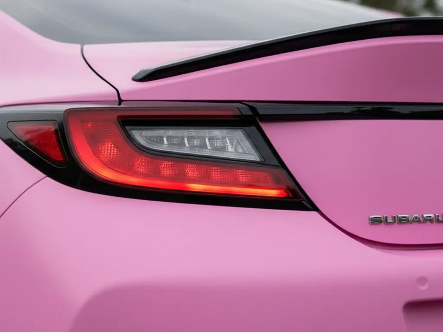 Subaru BRZ wrapped in Satin HX20000 Lady Pink car wrap film HX20R11S detail