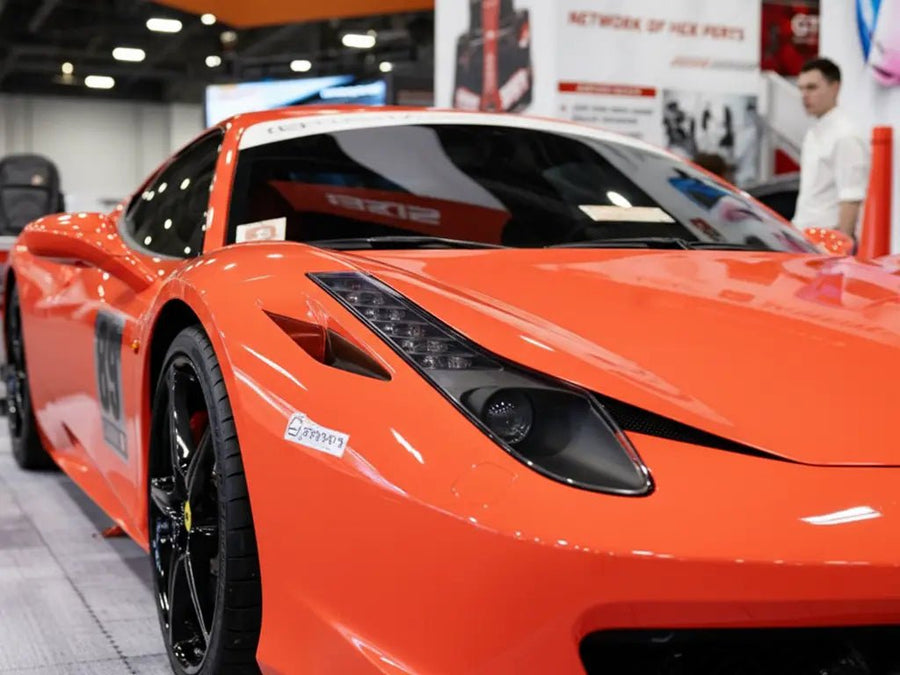DIY Ferrari 458 Italia wrapped in Gloss HX20000 Light Red car wrap film HX20R21B