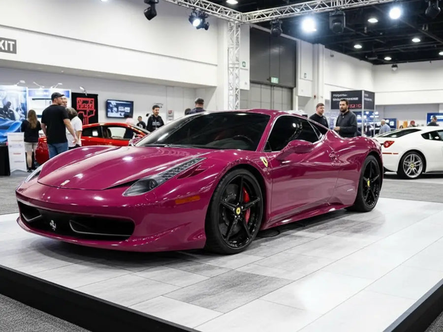 Ferrari 458 Italia wrapped in Hexis Gloss HX20000 Pinkstar wrap film HX20R22B