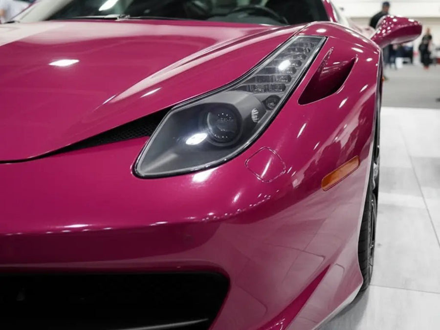 Ferrari 458 Italia wrapped in Hexis Gloss HX20000 Pinkstar car wrap film HX20R22B