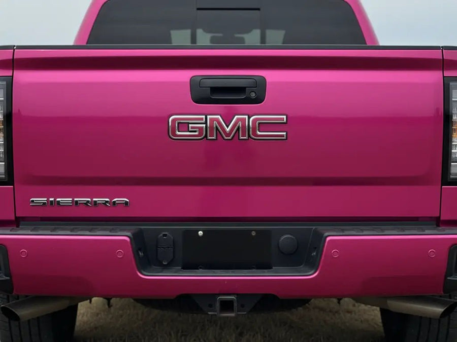 DIY GMC Sierra wrapped in Gloss HX20000 Pinkstar vinyl wrap HX20R22B