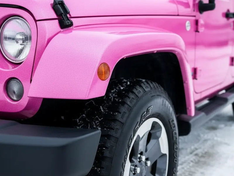 Jeep Wrangler wrapped in Gloss HX20000 Jellybean Pink automotive vinyl film HX20RDRB