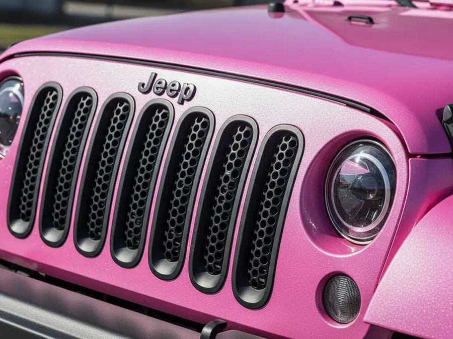 DIY Jeep Wrangler wrapped in Gloss HX20000 Jellybean Pink wrap film HX20RDRB