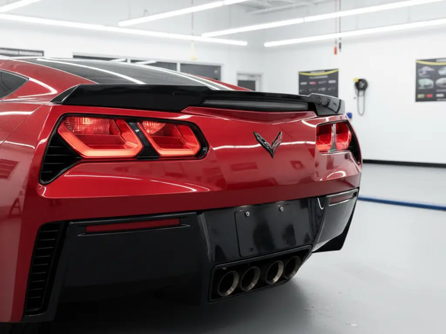 DIY Chevrolet Corvette wrapped in Gloss HX20000 Garnet Red wrap film HX20RGRB