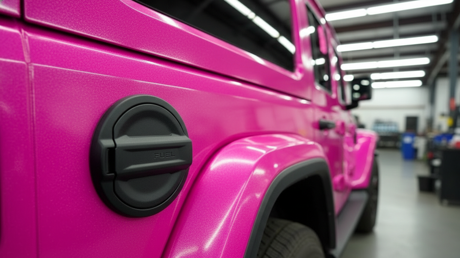Jeep Wrangler wrapped in Gloss HX20000 Indian Pink wrap film HX20RINB