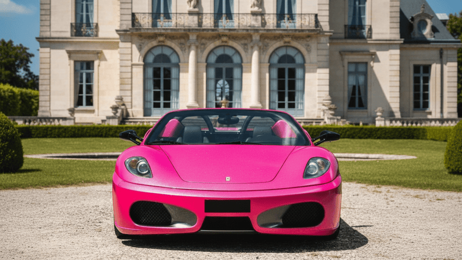 Ferrari F430 wrapped in Hexis Gloss HX20000 Indian Pink car wrap film HX20RINB
