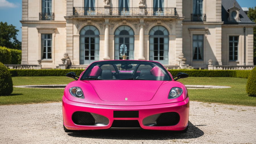 Ferrari F430 wrapped in Hexis Gloss HX20000 Indian Pink car wrap film HX20RINB