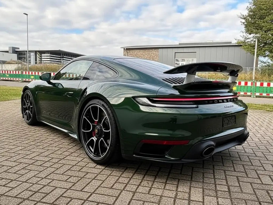 DIY Porsche 911 Turbo S wrapped in Gloss HX20000 Sherwood Green car wrap film HX20V14B