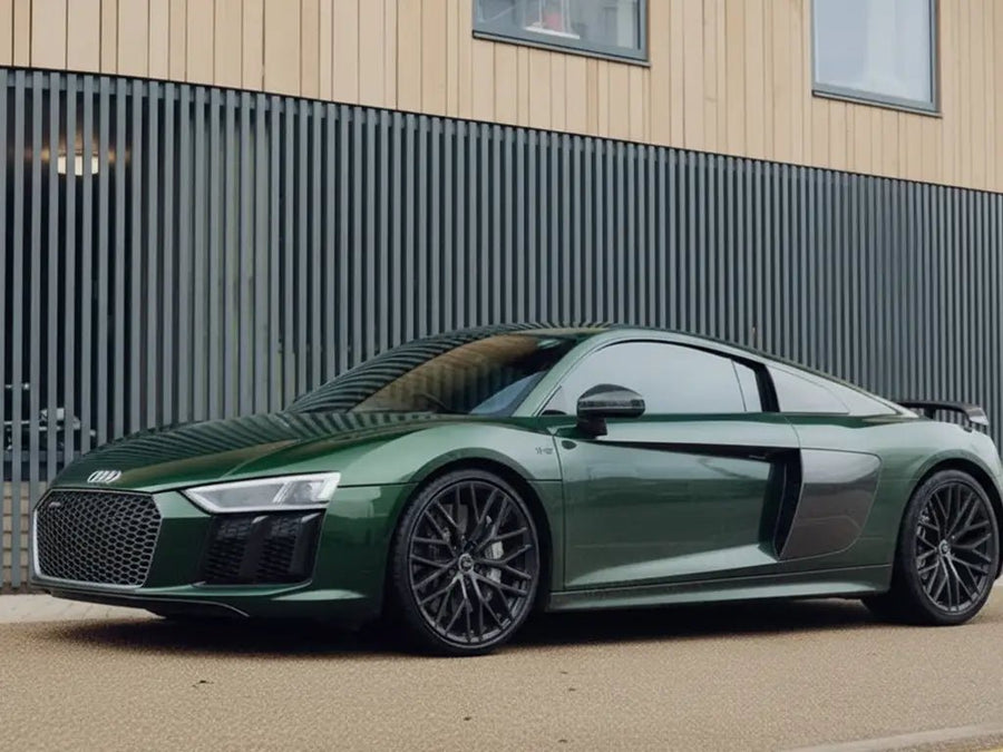 Audi R8 wrapped in Gloss HX20000 Sherwood Green automotive vinyl film HX20V14B