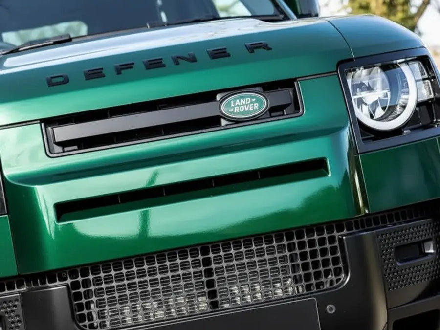 Land Rover Defender wrapped in Hexis Gloss HX20000 Sherwood Green vinyl wrap HX20V14B