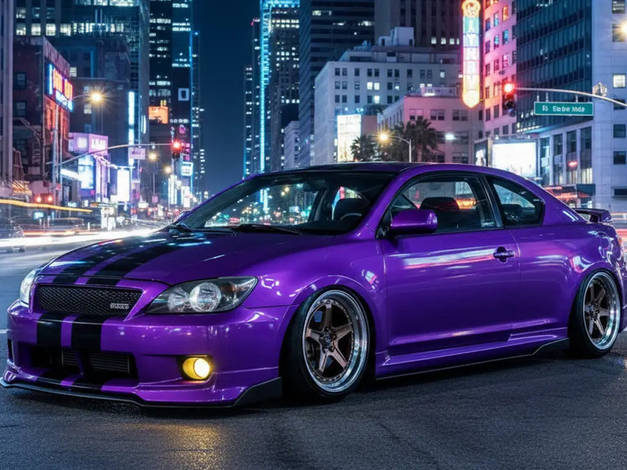 Scion tC wrapped in Gloss HX20000 Damask Violet vinyl wrap HX20V18B