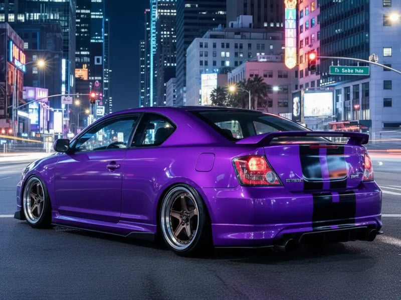 Scion tC wrapped in Hexis Gloss HX20000 Damask Violet vinyl wrap HX20V18B