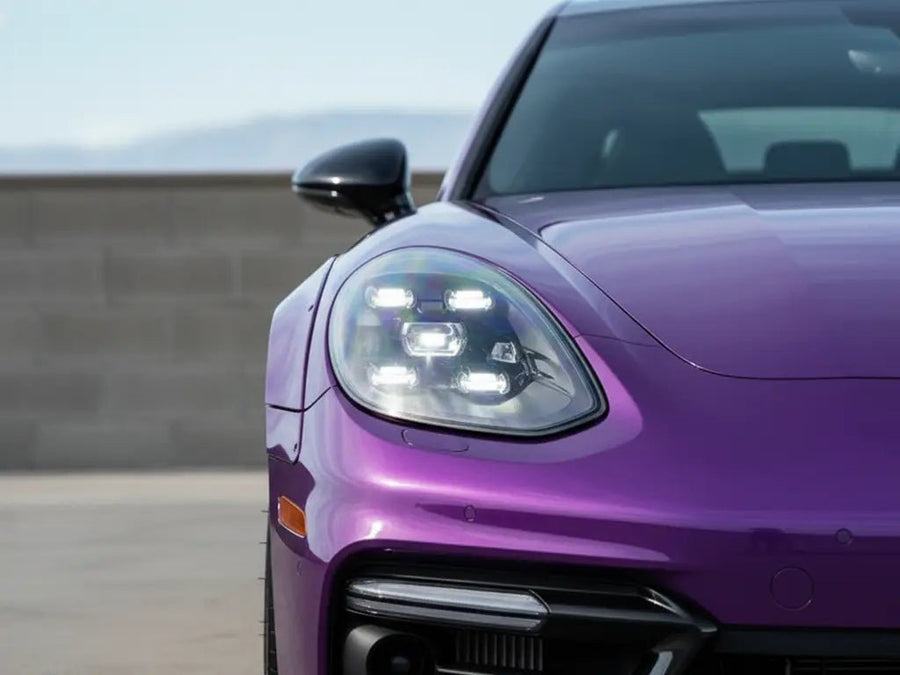 DIY Porsche Panamera wrapped in Gloss HX20000 Damask Violet wrap film HX20V18B