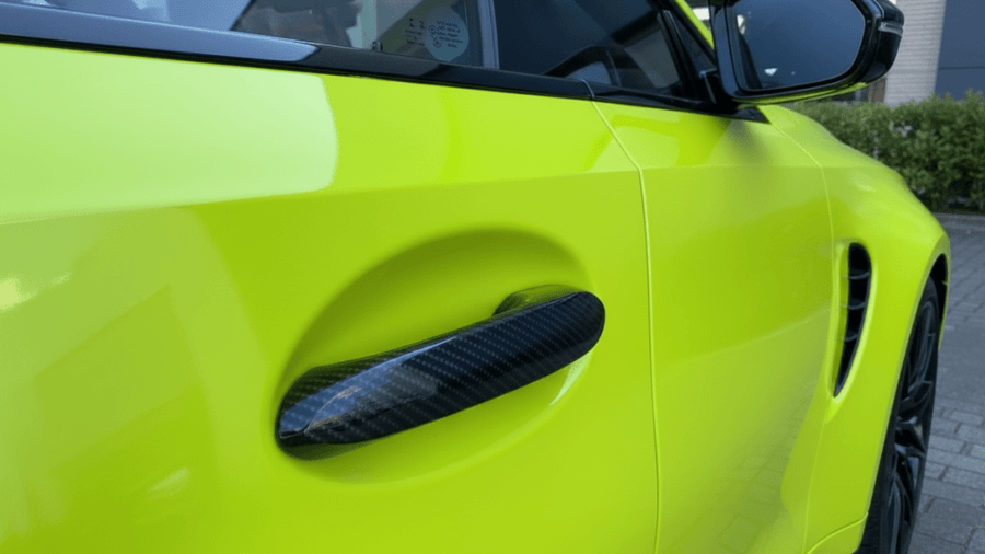 DIY BMW M4 wrapped in Gloss HX20000 Toxic Green automotive vinyl film HX20V24B