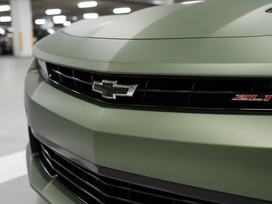 Chevrolet Camaro ZL1 wrapped in Satin HX20000 Hercules Green wrap film HX20V28S