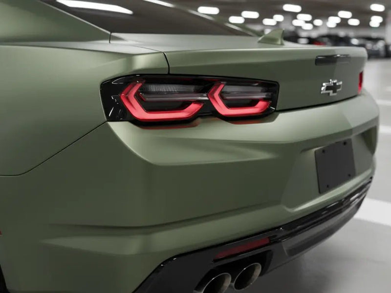 Chevrolet Camaro wrapped in Satin HX20000 Hercules Green wrap film HX20V28S