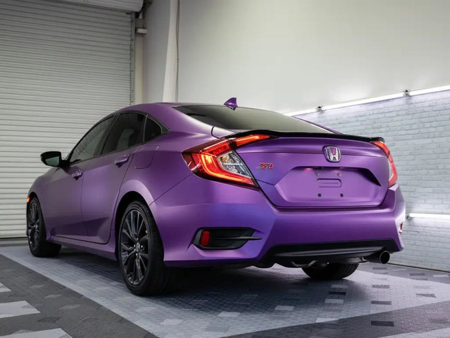 DIY Honda Civic Si wrapped in Satin HX20000 Deep Purple Wet restyling film HX20V43W