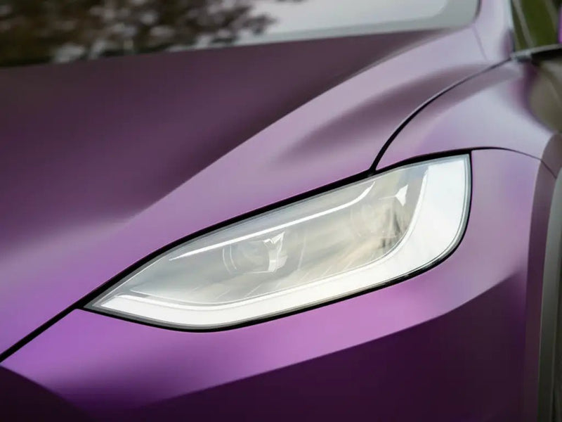 DIY Tesla Y wrapped in Satin HX20000 Deep Purple Wet car wrap film HX20V43W
