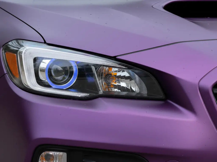 Subaru WRX wrapped in Satin HX20000 Deep Purple Wet car wrap film HX20V43W