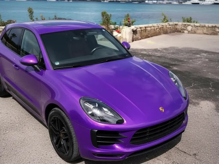 Porsche Macan wrapped in Gloss HX20000 Goddess Purple wrap film HX20V44B