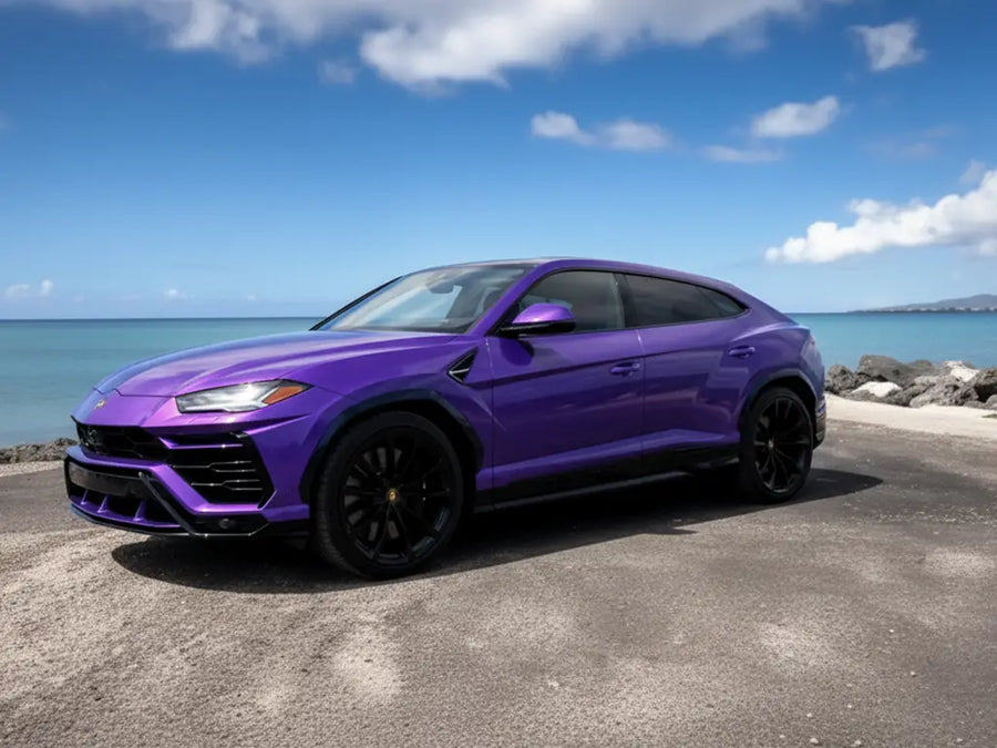 DIY Lamborghini Urus wrapped in Gloss HX20000 Goddess Purple vinyl wrap HX20V44B detail
