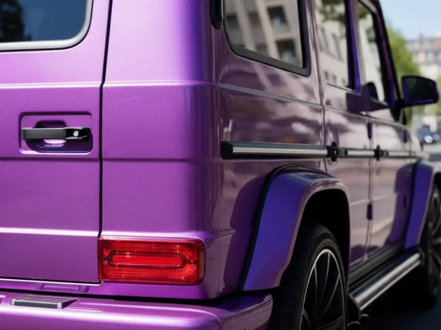 DIY Mercedes-Benz G-Class wrapped in Gloss HX20000 Byzantine Violet wrap film HX20VBYB detail