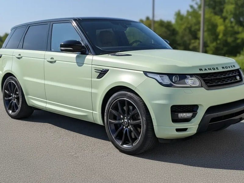 Range Rover wrapped in Hexis Satin HX20000 Naiade Green wrap film HX20VNAS